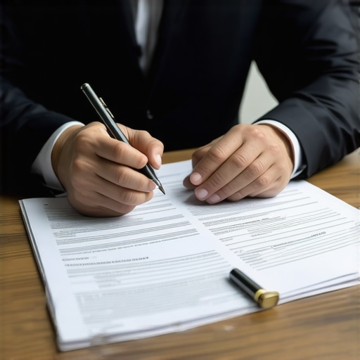 Lawyer advising client on immigration process with documents and laptop