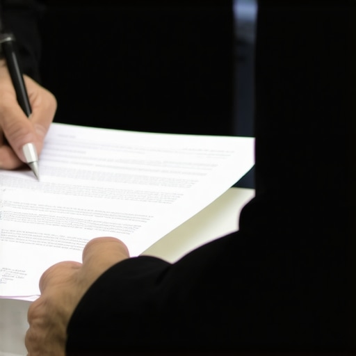 Immigration attorney providing legal advice to a client in an office