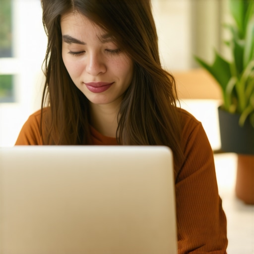 Persona gestionando su proceso de inmigración con software digital y comunicación en línea.