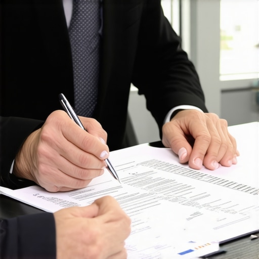 Immigration attorney discussing documents with client during a consultation.