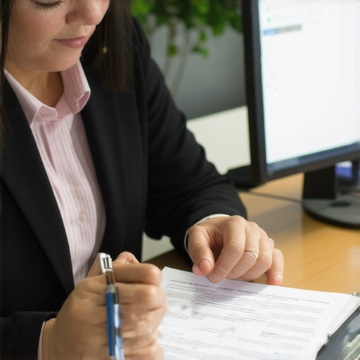 Immigration lawyer consulting with client about paperwork