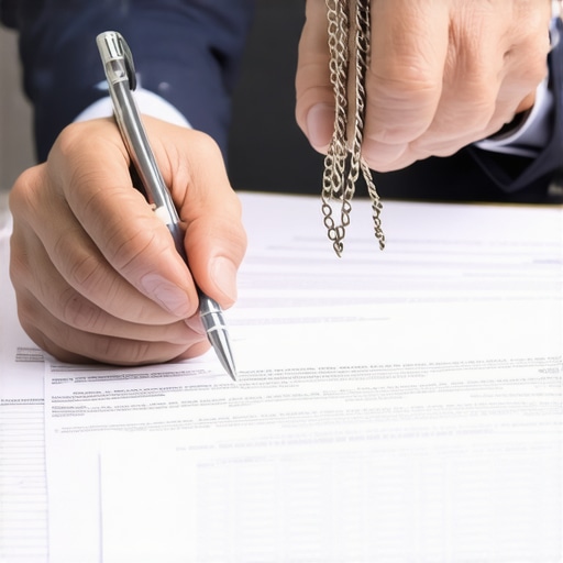 Immigration attorney reviewing documents with client in office
