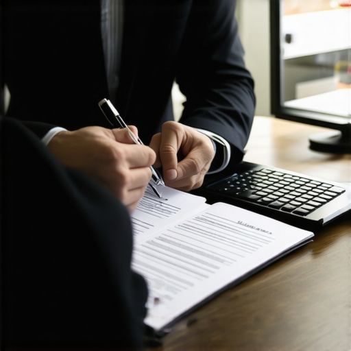 Lawyer and client discussing immigration application documents.