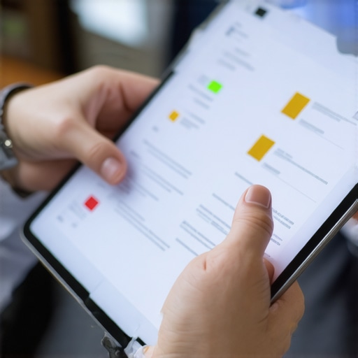 Organización digital en inmigración Persona revisando documentos migratorios digitalmente con recordatorios y organización eficiente