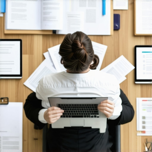 Abogado de inmigración usando tecnología moderna con documentos electrónicos y software de gestión