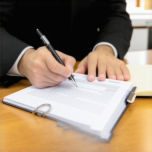 Lawyer and client discussing documents, representing an efficient legal strategy for immigration approval.